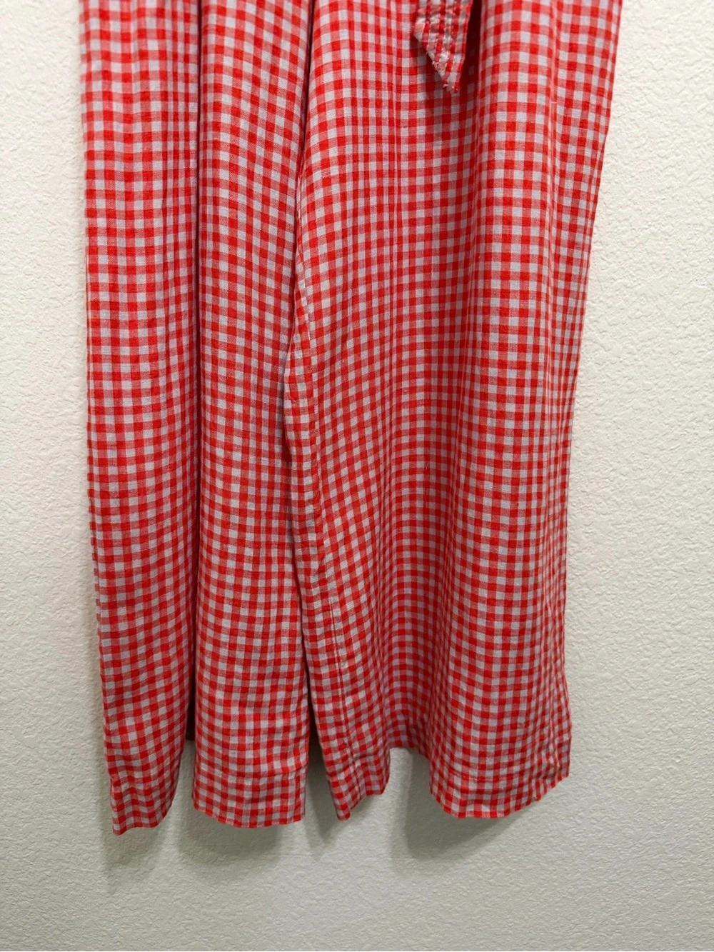 J. Crew Linen Gingham Print Tie Waist Wide Leg Spaghetti Strap Jumpsuit 8